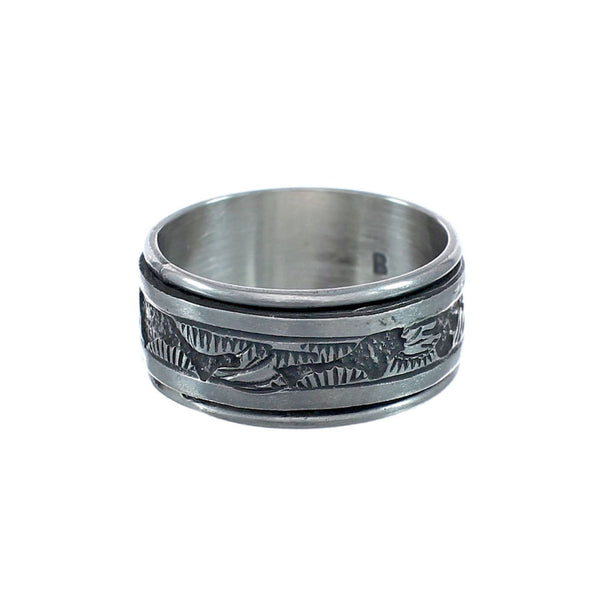 Native American Navajo Sterling Silver Story Teller Ring Size 9-3/4 AX128434